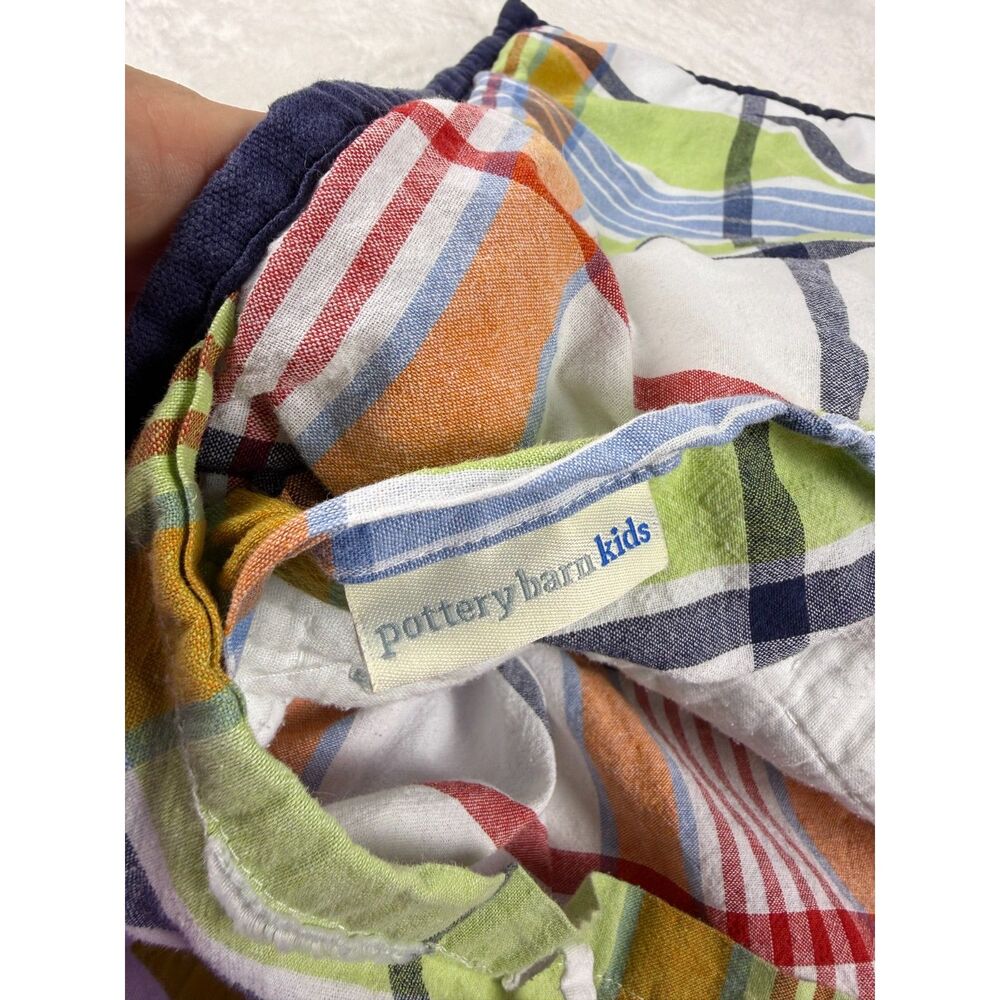 Pottery Barn Kids Madras Plaid Patchwork Standard Pillow Sham 26x20